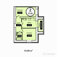 ЖК KOKTAL Apartments — 2-ком 52 м² (от 16,636,800 тг)