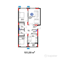 ЖК Auez — 3-ком 101.1 м² (от 40,739,270 тг)