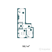 ЖК Ramadan — 2-ком 56.1 м² (от 15,427,500 тг)