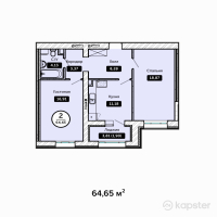 ЖК KOKTAL Apartments — 2-ком 64.7 м² (от 20,688,000 тг)