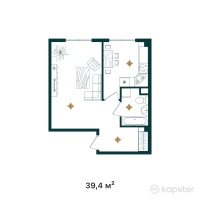 ЖК Tandau — 1-ком 39.4 м² (от 12,608,000 тг)