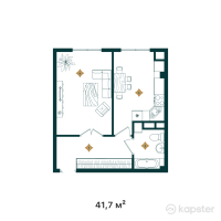 ЖК Tandau — 1-ком 41.7 м² (от 13,344,000 тг)