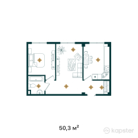 ЖК Tandau — 2-ком 50.3 м² (от 15,090,000 тг)