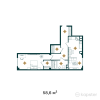 ЖК Tandau — 2-ком 58.6 м² (от 17,580,000 тг)