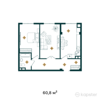 ЖК Tandau — 2-ком 60.8 м² (от 18,240,000 тг)