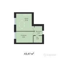 ЖК BAIMURA — 1-ком 43.5 м² (от 18,083,520 тг)