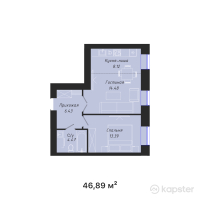 ЖК BAIMURA — 2-ком 46.9 м² (от 21,522,510 тг)