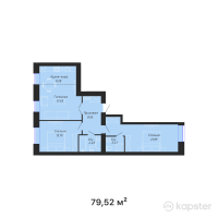 ЖК BAIMURA — 3-ком 79.5 м² (от 33,955,040 тг)