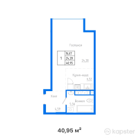 ЖК ALTAI CITY — 1-ком 41 м² (от 19,369,350 тг)