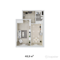 ЖК Ashyq Tobe — 1-ком 48.9 м² (от 22,494,000 тг)