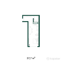 ЖК 4 Seasons — 1-ком 37.7 м² (от 24,882,000 тг)