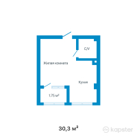 ЖК Azure — 1-ком 30.3 м² (от 12,998,700 тг)