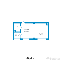 ЖК Azure — 1-ком 40.4 м² (от 17,331,600 тг)