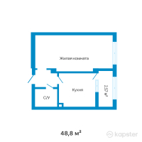 ЖК Azure — 1-ком 48.8 м² (от 20,935,200 тг)