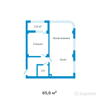 ЖК Azure — 2-ком 65.6 м² (от 28,142,400 тг)