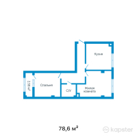 ЖК Azure — 2-ком 78.6 м² (от 33,719,400 тг)