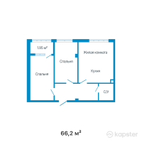 ЖК Azure — 3-ком 66.2 м² (от 28,399,800 тг)