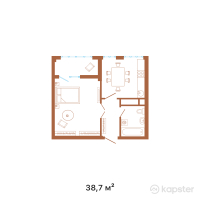 ЖК А-City — 1-ком 38.7 м² (от 12,267,900 тг)