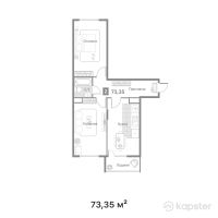 ЖК Alem City 3 — 2-ком 73.4 м² (от 27,946,350 тг)