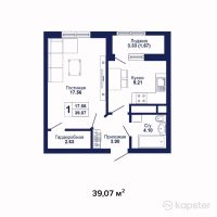 ЖК Cosmic City — 1-ком 39.1 м² (от 16,409,400 тг)