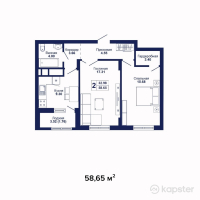 ЖК Cosmic City — 2-ком 58.7 м² (от 24,633,000 тг)