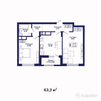 ЖК Cosmic City — 2-ком 63.3 м² (от 26,586,000 тг)