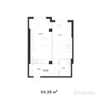 ЖК Capital City — 1-ком 54.4 м² (от 23,383,400 тг)