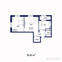 ЖК Cosmic City — 3-ком 75.4 м² (от 31,672,200 тг)