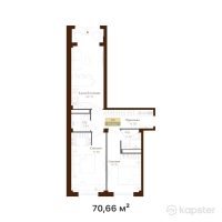 ЖК История — 3-ком 70,7 м² (от 32 503 600 тг)