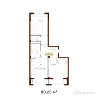 ЖК История — 3-ком 80,3 м² (от 36 915 000 тг)