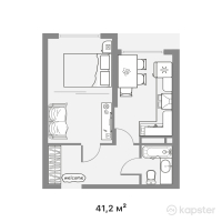 ЖК Altyn Dala — 1-ком 41,2 м² (от 14 420 000 тг)