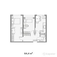 ЖК Altyn Dala — 2-ком 64,4 м² (от 22 540 000 тг)