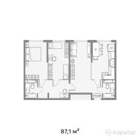 ЖК Altyn Dala — 3-ком 87,1 м² (от 30 485 000 тг)