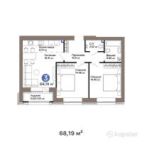 ЖК Abyroi — 3-ком 68,2 м² (от 38 186 400 тг)