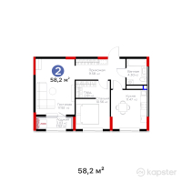ЖК Arena City Astana — 2-ком 58,2 м² (null)