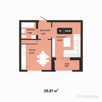 ЖК Soul Park — 1-ком 38.8 м² (от 16,882,350 тг)