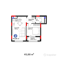 ЖК Darmen — 2-ком 45,9 м² (от 25 004 600 тг)