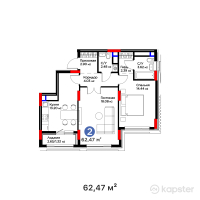 ЖК Darmen — 2-ком 62,5 м² (от 32 484 400 тг)