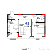 ЖК Batysmura Prime — 2-ком 59,8 м² (от 34 686 029 тг)