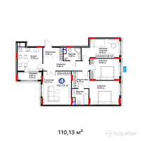 ЖК Jetisu Kerbez Comfort — 4-ком 110,1 м² (от 54 131 098 тг)