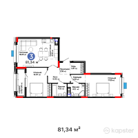 ЖК GreenLine. Aurora — 3-ком 81,3 м² (от 54 660 480 тг)