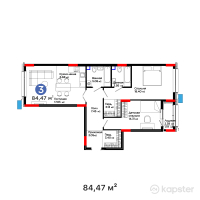 ЖК GreenLine. Aurora — 3-ком 84,5 м² (от 55 074 440 тг)