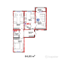 ЖК PARKLAND — 3-ком 84,7 м² (от 29 742 624 тг)