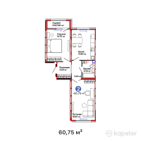 ЖК PARKLAND — 2-ком 60,8 м² (от 21 636 720 тг)