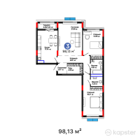 ЖК GreenLine. Sakura — 3-ком 98,1 м² (от 57 896 700 тг)