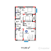 ЖК GreenLine. Sakura — 4-ком 112 м² (от 68 425 890 тг)