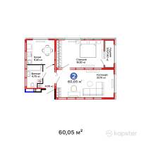 ЖК Space — 2-ком 60,1 м² (от 27 863 200 тг)