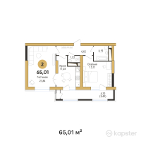 ЖК Золотой квадрат — 2-ком 65 м² (от 34 455 300 тг)