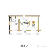 ЖК Золотой квадрат — 2-ком 66,9 м² (от 35 457 000 тг)