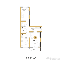 ЖК Золотой квадрат — 2-ком 79,2 м² (от 41 981 300 тг)